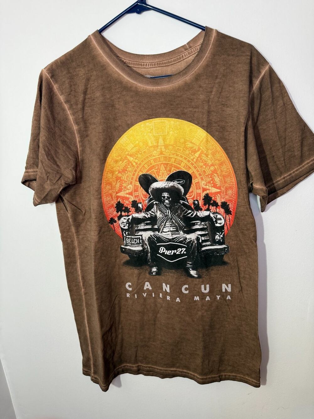 Cancun Riviera Maya Graphic T‑Shirt – Pier 27 – Brown – Size EG/XL – Mexico